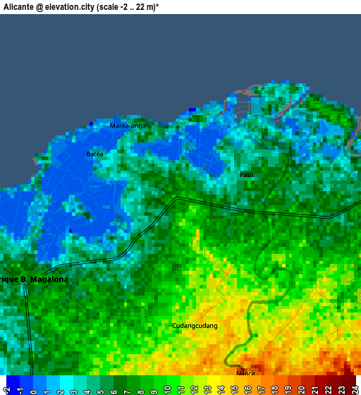 Alicante elevation map