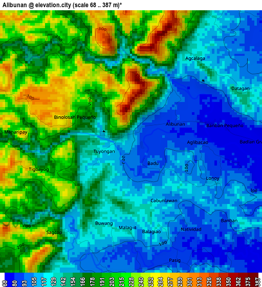 Alibunan elevation map