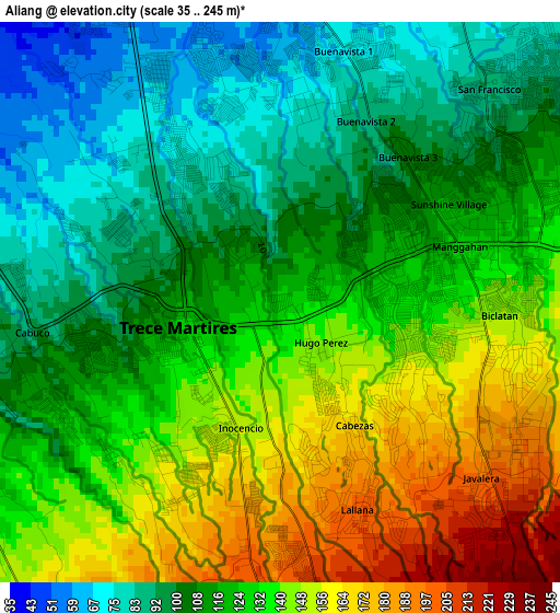 Aliang elevation map