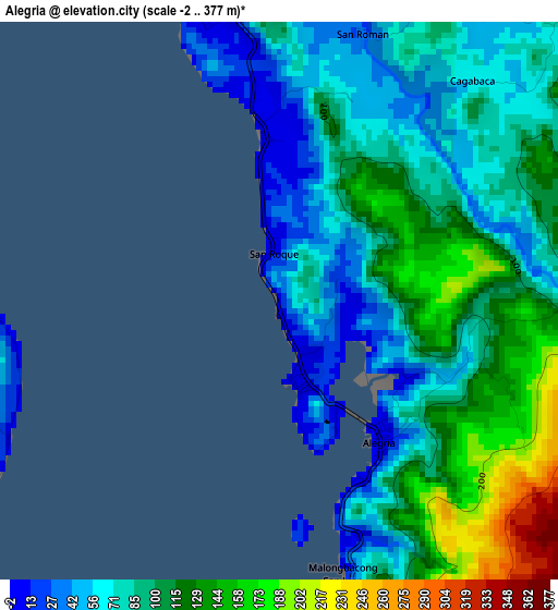 Alegria elevation map