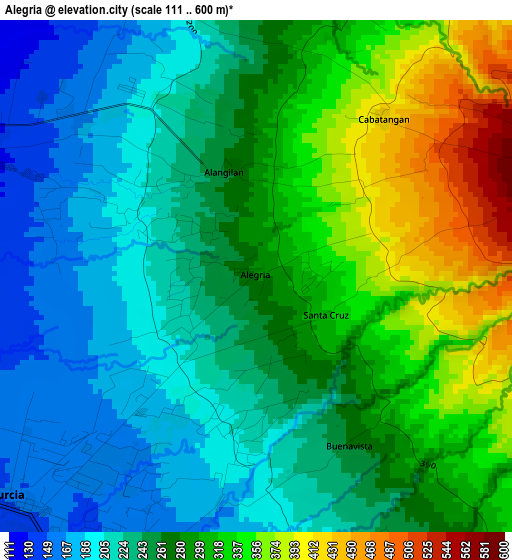 Alegria elevation map