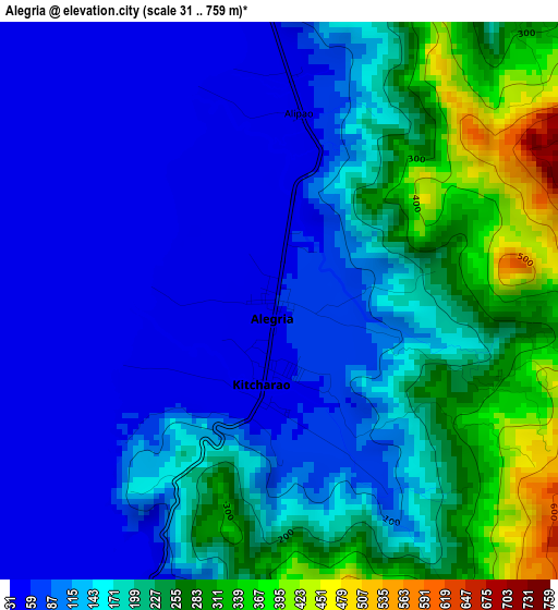 Alegria elevation map