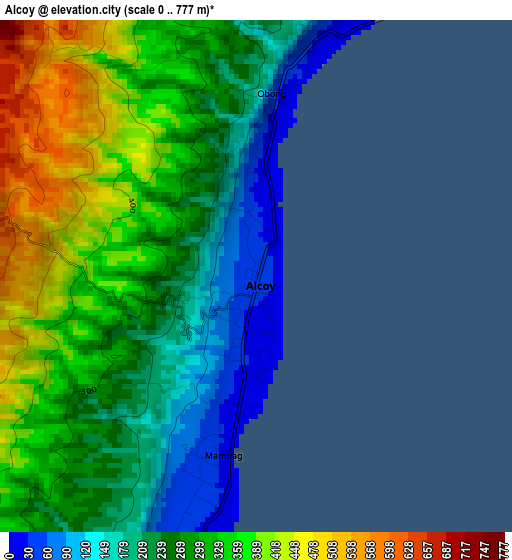 Alcoy elevation map