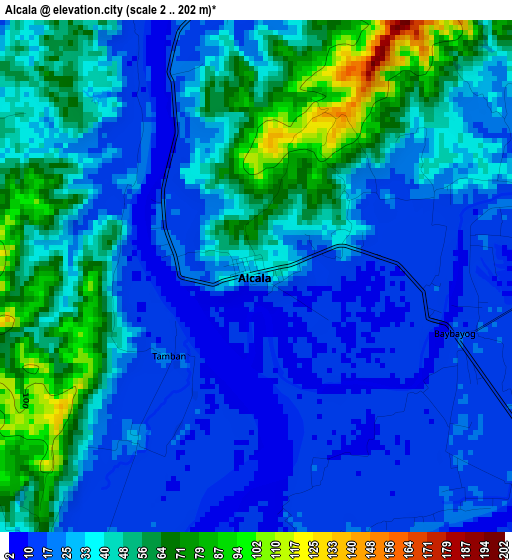 Alcala elevation map