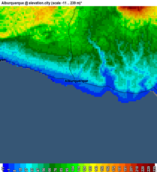 Alburquerque elevation map