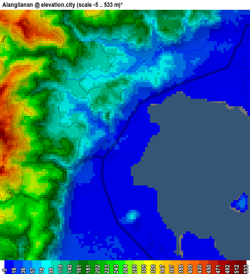 Alangilanan elevation map