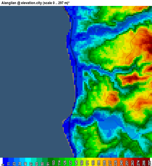 Alangilan elevation map