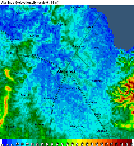 Alaminos elevation map