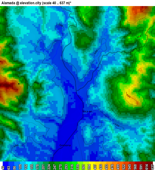 Alamada elevation map