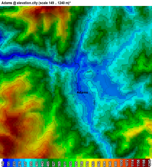 Adams elevation map