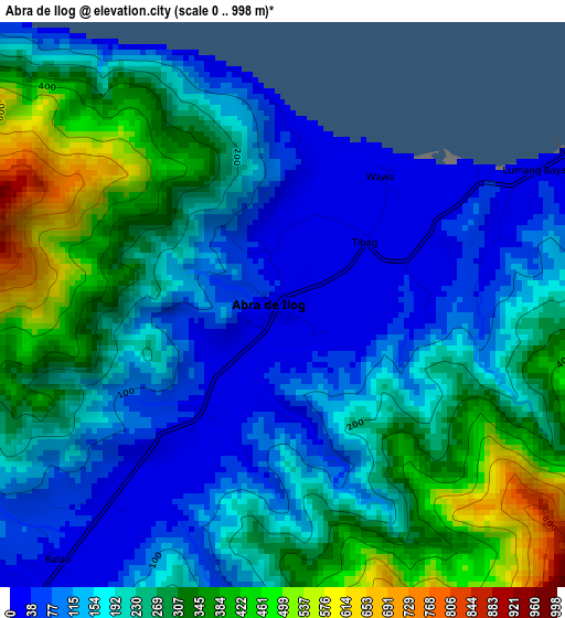 Abra de Ilog elevation map