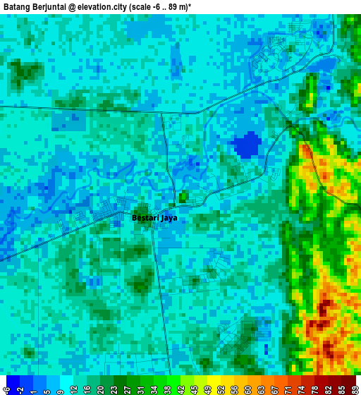 Batang Berjuntai elevation map