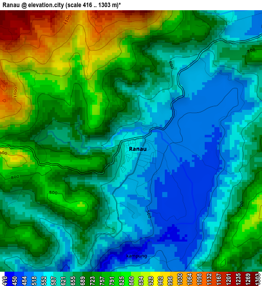 Ranau elevation map