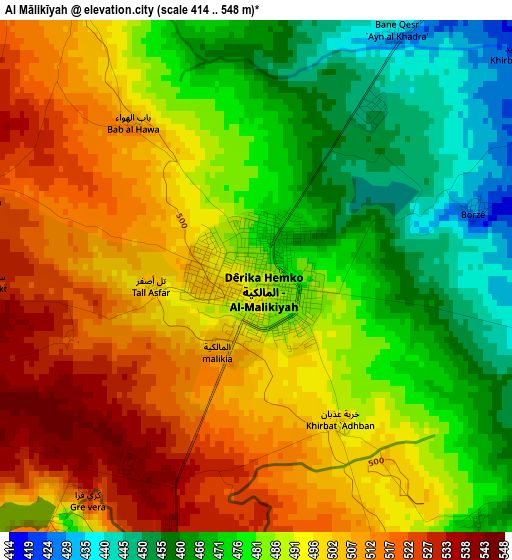 Al Mālikīyah elevation map