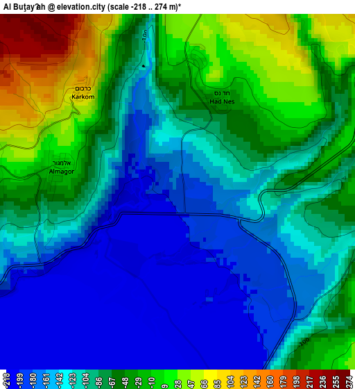 Al Buţayḩah elevation map