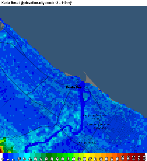 Kuala Besut elevation map