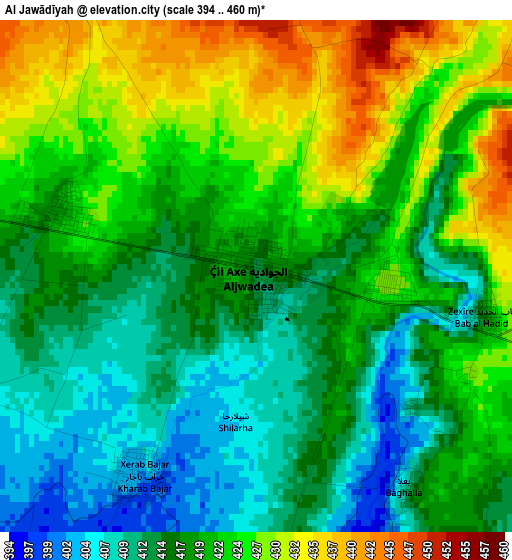 Al Jawādīyah elevation map