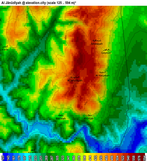 Al Jānūdīyah elevation map