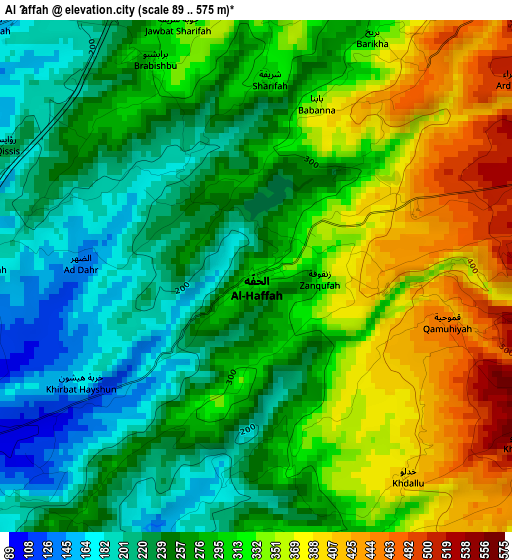 Al Ḩaffah elevation map