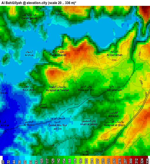 Al Bahlūlīyah elevation map