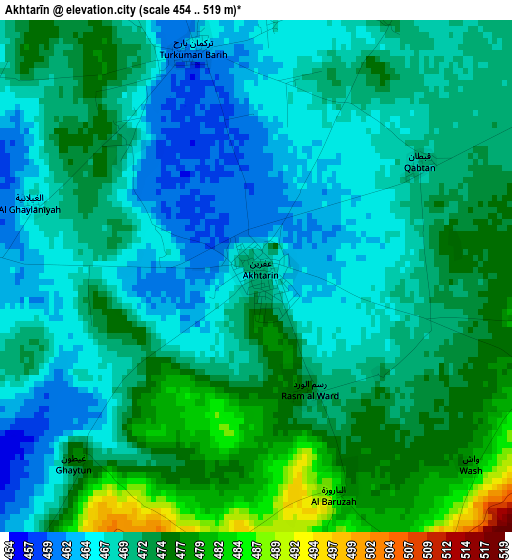 Akhtarīn elevation map