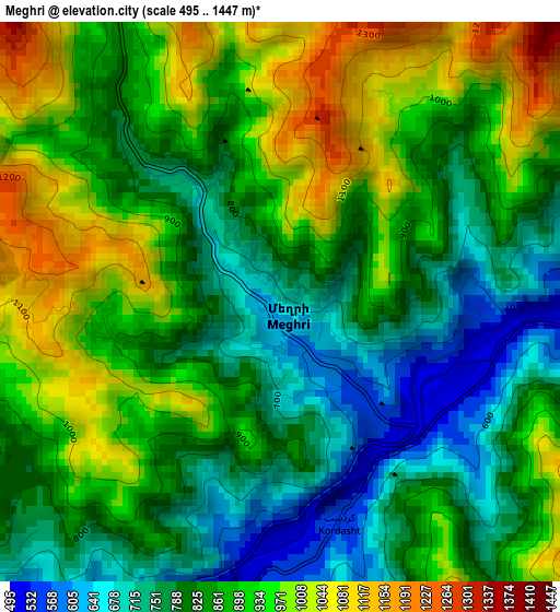 Meghri elevation map