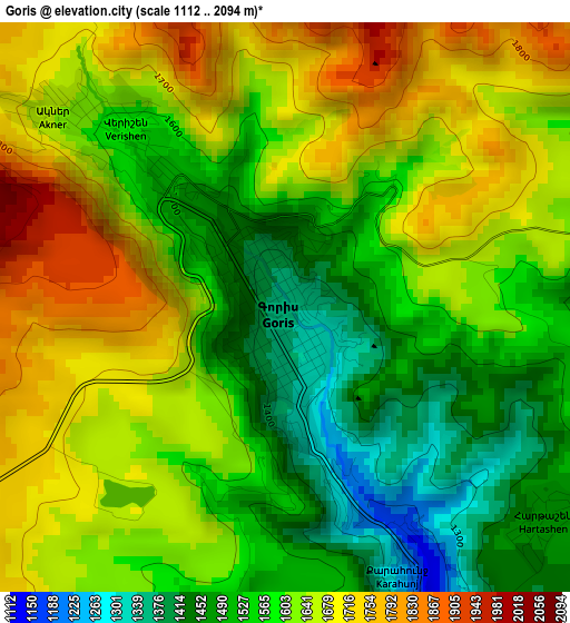 Goris elevation map