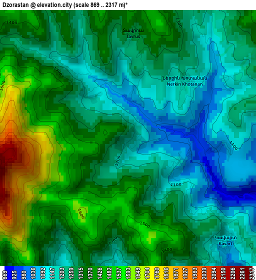 Dzorastan elevation map