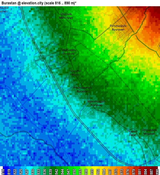 Burastan elevation map