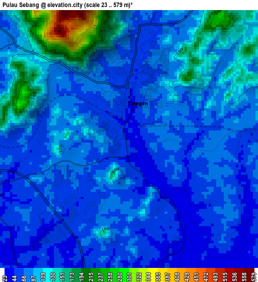 Pulau Sebang elevation map