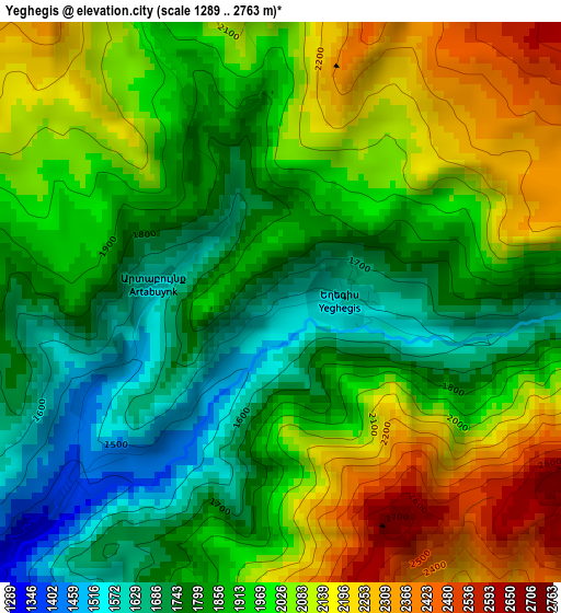 Yeghegis elevation map