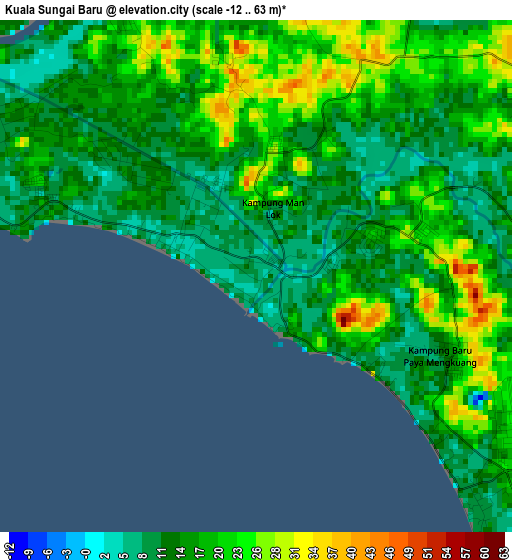 Kuala Sungai Baru elevation map