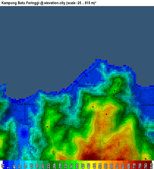 Kampung Batu Feringgi elevation map