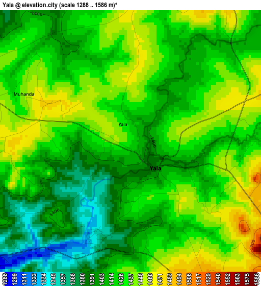 Yala elevation map