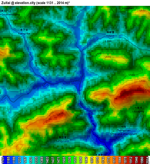 Zuitai elevation map