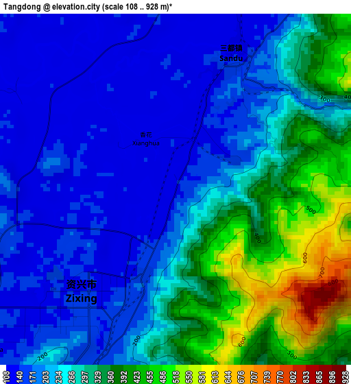 Tangdong elevation map