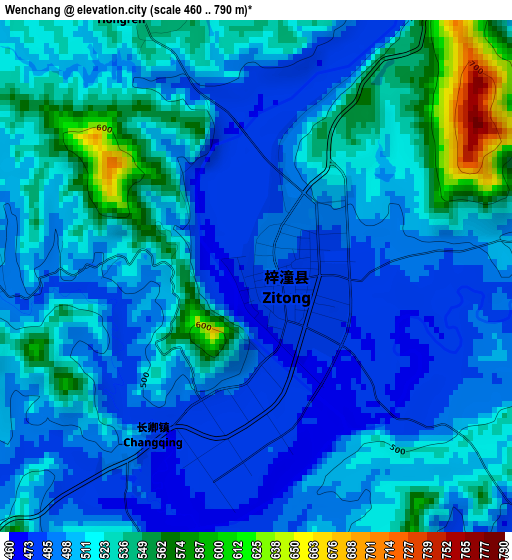 Wenchang elevation map