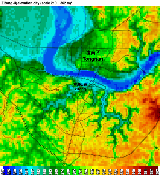 Zitong elevation map