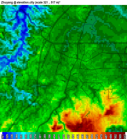 Zhuyang elevation map