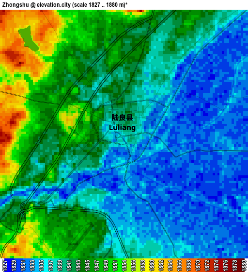 Zhongshu elevation map