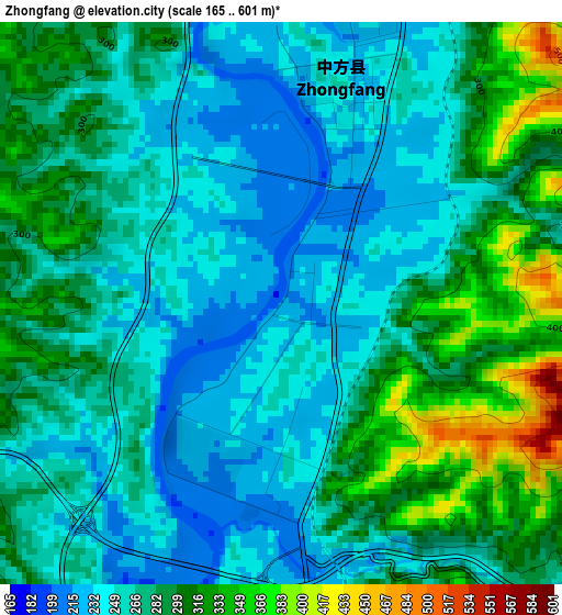 Zhongfang elevation map