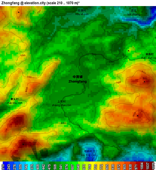 Zhongfang elevation map