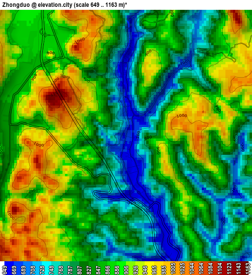 Zhongduo elevation map