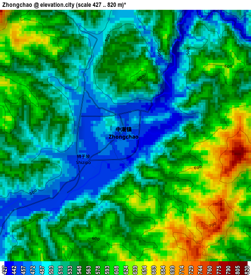 Zhongchao elevation map