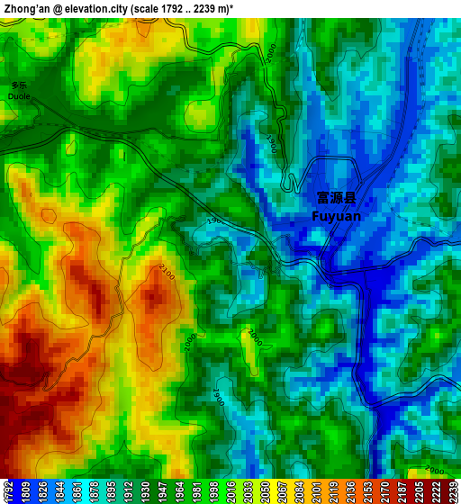 Zhong’an elevation map