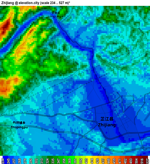 Zhijiang elevation map