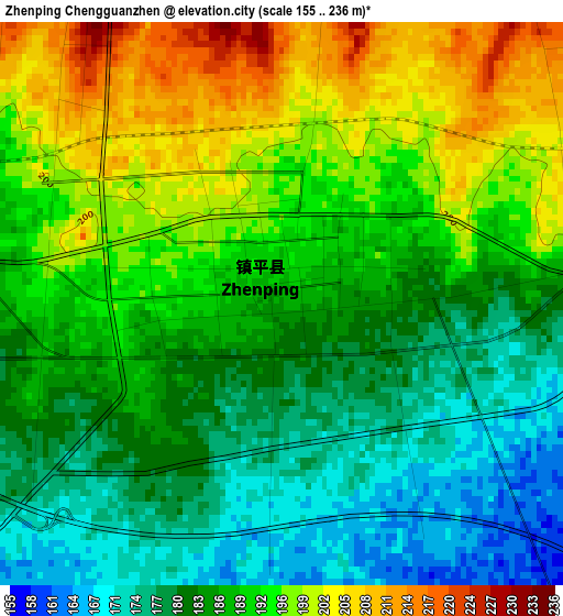 Zhenping Chengguanzhen elevation map