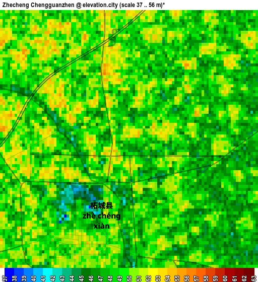 Zhecheng Chengguanzhen elevation map