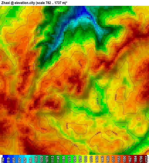 Zhaxi elevation map