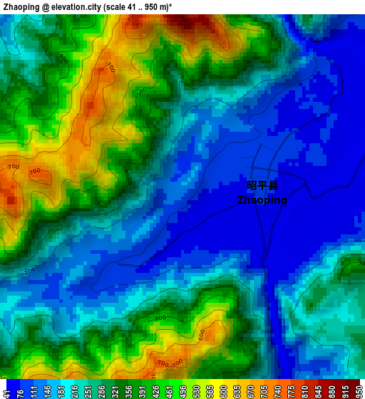 Zhaoping elevation map